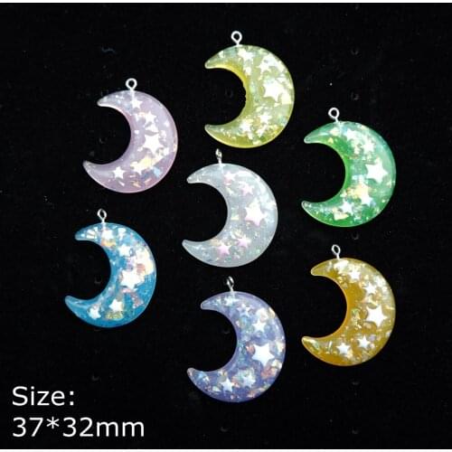 TBAEW Kawaii Resin Moon Charms bracelets necklace earring key chain Jewelry Making Flat back Cabochon Charms Pendants