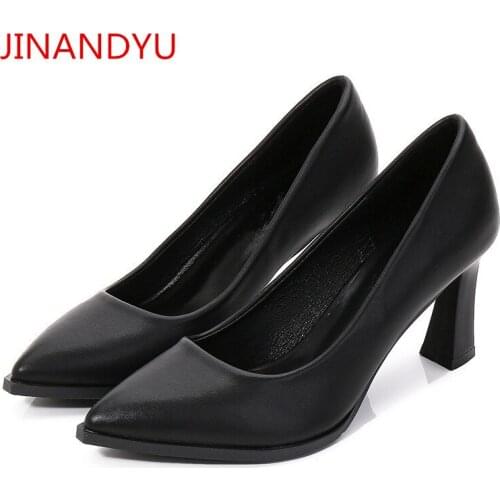 Black High Heels Pumps Women Shoes Heels Comfy Office Leather Shoes Woman Pointed Toe Heel Cosy Dress Woman 5/7cm Heels Shoe