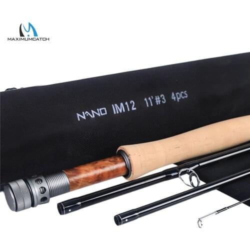 Maximumcatch NANO Nymph 10FT/11FT 2/3/4wt Fly Fishing Rod IM12 Graphite Carbon Fiber Fast Action Fly Rod with Cordura Tube