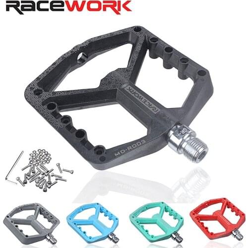 RACEWORK Mountain Bike Nylom Pedal Ultralight Seal Bearings Flat Foot MTB Bicycle Platform Tread Road BMX Pedals Parts