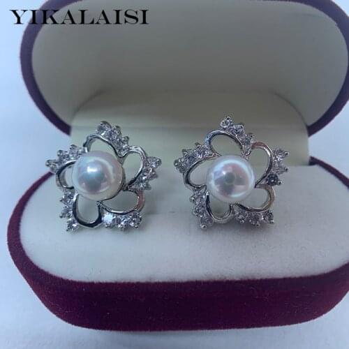 YIKALAISI Earrings Jewelry For Women 8-9mm Oblate Natural Freshwater Pearl Earrings 2021 New Wholesales