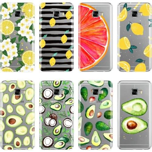 TPU Back Cover For Samsung Galaxy C9 C7 C5 Pro Avocado Lemon Orange Flower Fruit Soft Silicone Phone Case For Samsung C5 C7 C8