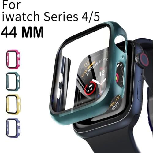 Tempered Case + glass For Apple Watch 5 4 44mm 40mm iWatch 3 2 1 42mm 38mm Screen Protector + cover bumper For apple watch case