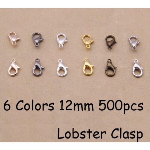 YAGE 12MM 500PCS 6 Colors Zinc Alloy Lobster Clasp.Gold,Bronze,Rhodium,Rose Gold,925 silver Jewelry Findings for jewelry making