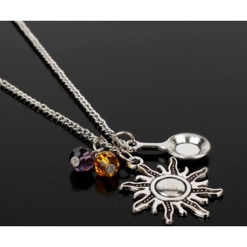 Dongsheng Jewelry Tangled Necklace Frying Mini Pan Sun Crystal Bead Choker Necklace For Women Girl Vintage Gift