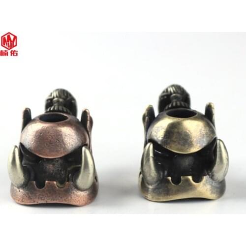 1PCS Half Orc Retro Brass Copper EDC Paracord Beads Lanyard Pendants Knife Beads Umbrella Rope Cord Necklace Bracelet Beads