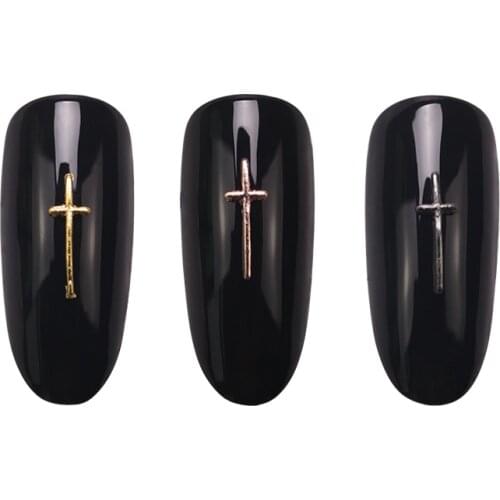 10pcs Glamour Cross Nail Decoration New Products Alloy DIY 3D Nail Fittings Flash Manicure Gold Metal