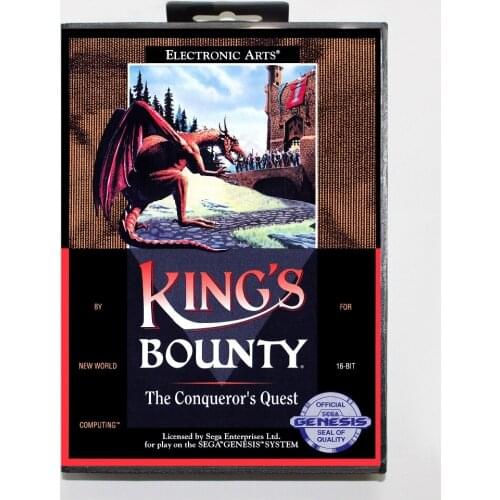 16 bit Sega MD game Cartridge with Retail box - Kings Bounty The Conquerors Quest game cart for Megadrive for Genesis system