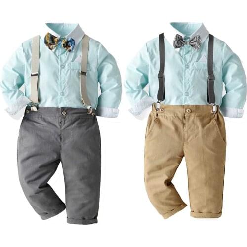 Kids Boys Gentleman Suits Baby Boys Wedding Party Formal Kids Gentleman Dress Bow Tie Shirt Pants 3Pcs Sets Kid Boy Clothes