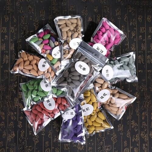 40pcs/Bag Incense Cones Backflow Tower Accessories Colorful Bullet Shape Incense Rose Sandalwood