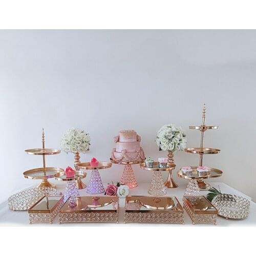 9-16pcs Metal Cake Stand Holder Dessert Cheese Cupcake Pastry Display Plate Tray Serving Platter Party Favor