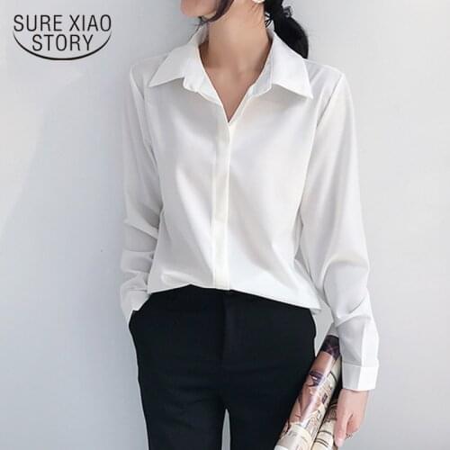 Fashion Office Lady Shirts Blouses Women 2019 Long Sleeve Chiffon Casual Turn-down Collar Women Shirts Women Tops 6071 50
