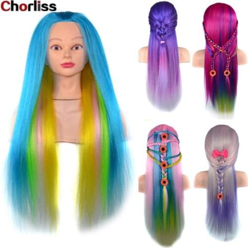 Chorliss Colorful Synthetic Hair Mannequin Head For hairstyles Female Hairdressing Styling Training Head
