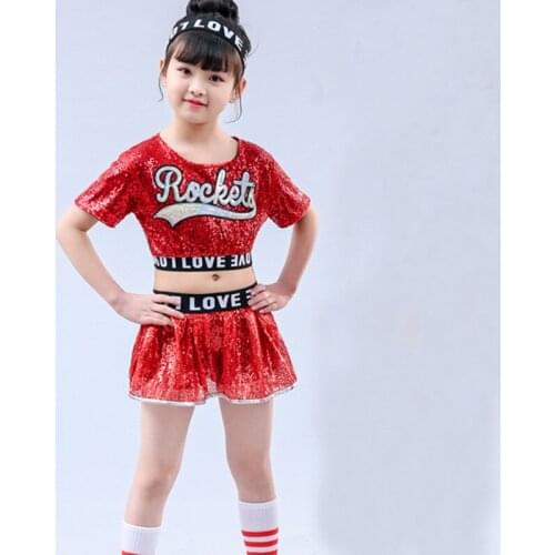 Children Jazz Dance Costumes Glisten Boys Girls Hip-hop Modern Dance Performances Clothing Set Kids Jazzy Dance Wear Fashion
