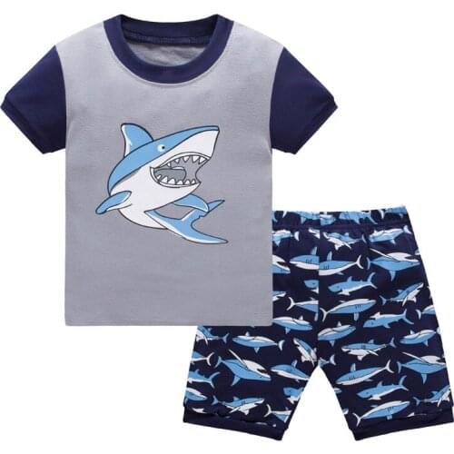 Shark Kids Pajama Set Boys Sleepwear 2-8 Years Boys Pijamas Set Childrens pyjama T-shirt + shorts Baby Boy Clothing Set