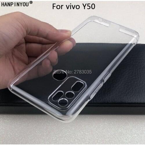 For vivo Y50 6.53" Glossy Snap Phone Case Crystal Invisible Hard PC Full Cover Clear Camera Protect Back Shell