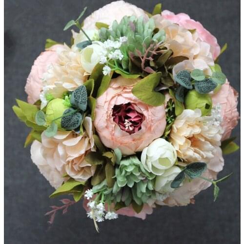 12pcs/pack Artificial Peony Flower Wedding Bride Bouquet Flower Bridesmaid Event Party Props Wedding Live Decorative Flower