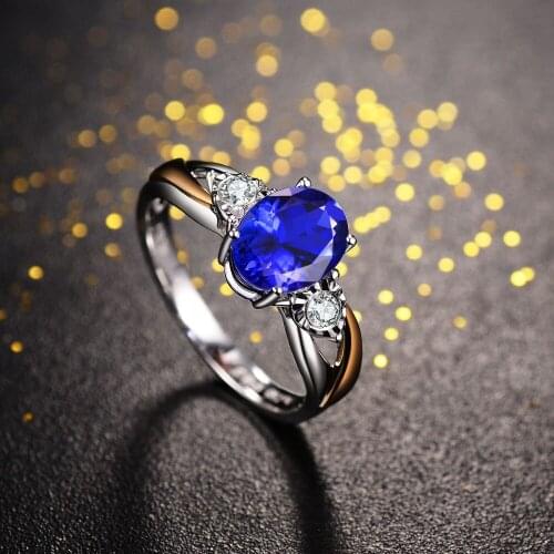 WYJZY Exquisite blue stone ring for women micro-inlaid zircon ladies jewelry classic ladies party ball birthday ring