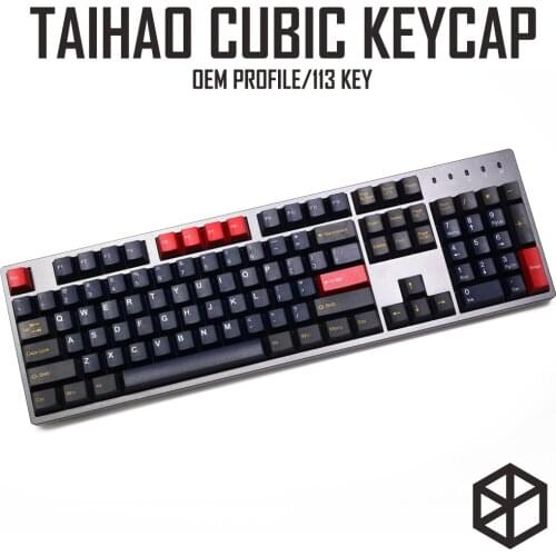 Taihao cubic abs doubleshot cubic keycaps for diy gaming mechanical keyboard red blue grey with 1.75 shift for 104 ansi