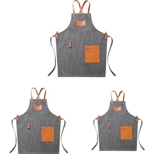 Cowboy Apron Korean Fashion Hair Barista Tea Shop Waiter Overalls Denim Apron