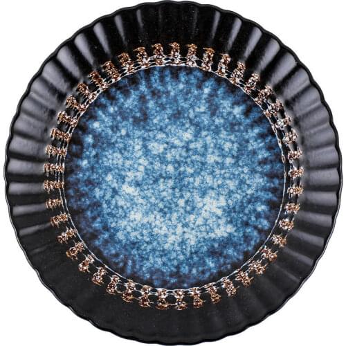 Creative plate Japanese-style round ceramic steak plate salad plate fruit plate,dish plate household personality Western plate