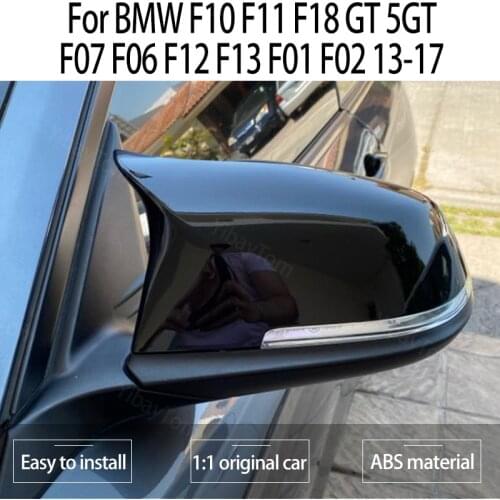 Side Mirror Covers Horn Shape Black M Style 2pcs Replacement for BMW F10 F11 F18 GT 5GT F07 F06 F12 F13 F01 F02 2013-2017