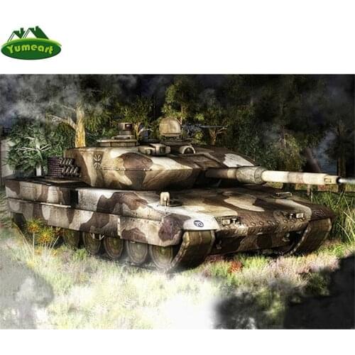 Yumaert 5D DIY Diamond Painting by Number Full Square Drill ""War tank " Diamond Embroidery Mosaic Cross Stitch Hobbies Craft