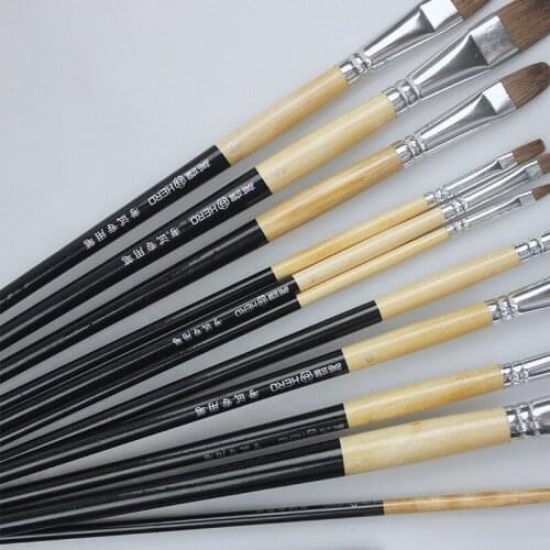 Mixed Shape Hair Wooden Handle Painting Brush 12Pcs/2 Box Set Hero Gouache Watercolor Oil Drawing Painting Brush Art Supplies