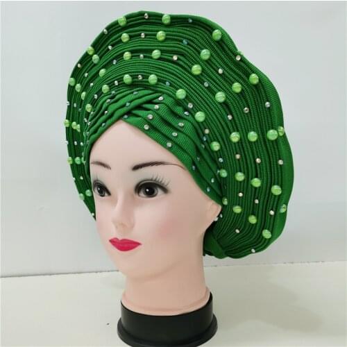 Nigerian gel headgear, with stone bead, already made auto, turban, afro aso ebi gel aso oke, wide brim headgear 7L111803
