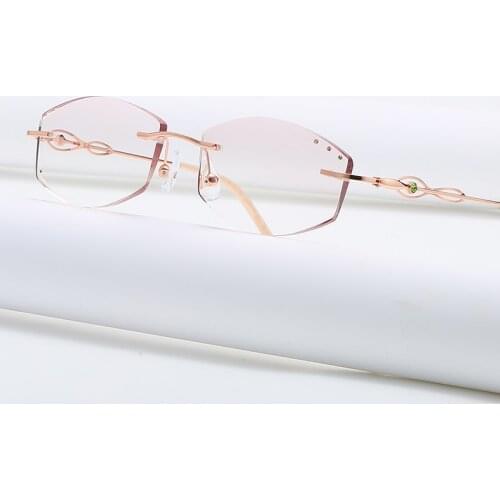 ZIROSAT 52021 Alloy Rimless Diamond Cutting Woman Glasses Frame Optical Prescription Eyeglasses Woman Eyewear Fashion