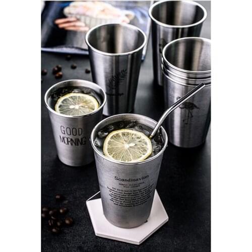 NorthernEurope Ins Industry Style Stainless Steel Spray Paint Beer Cup with Lid Straw Cold Water Drinks Mug Household Office Use