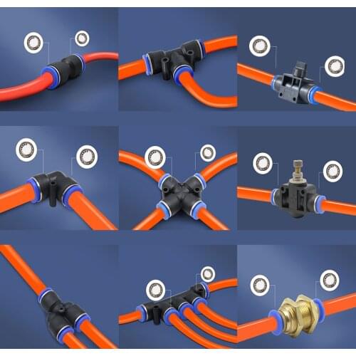 4MM To 12MM Pneumatic Fitting Tube Connector Fittings Air Quick Water Pipe Push In Hose Quick Couping PY/PU/PV/PE/HVFF/LSA