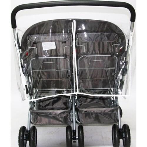 Baby Pushchairs Rain Cover for Twins Clear Stroller Raincoat Wind Dust Shield