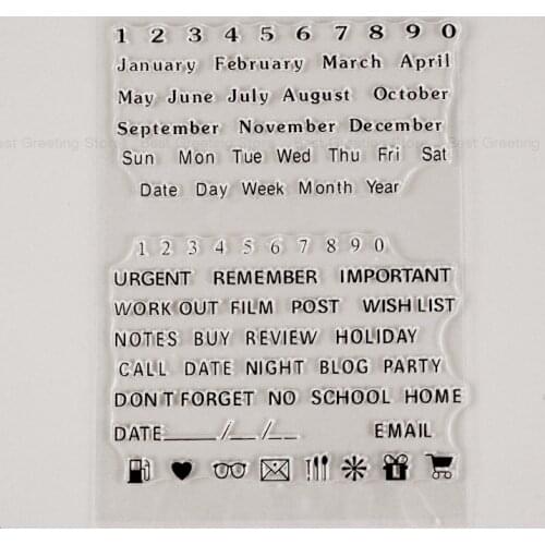 Eno Greeting clear stamp transparent silicone diy calendar planner stamps months and week planner journal stamps