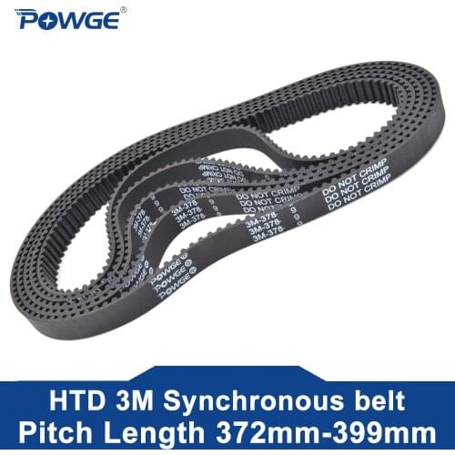 POWGE HTD 3M Timing belt C= 372 375 378 381 width 6/9/15mm Teeth 124 125 126 127 HTD3M synchronous 372-3M 375-3M 378-3M 381-3M