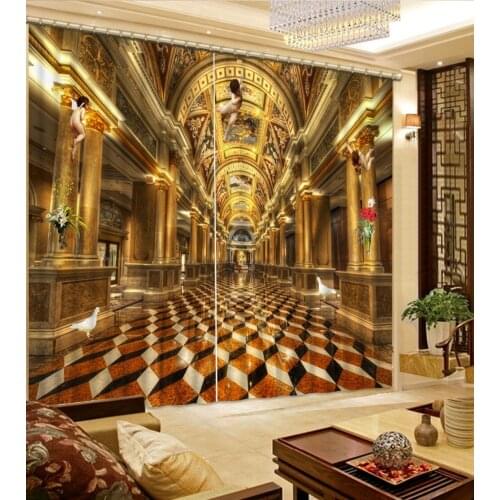 Customized size Luxury Blackout 3D Window Curtains For Living Room Classic curtains golden curtain