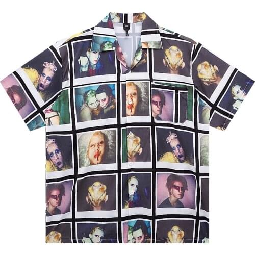 Original self-made full version portrait 3D printing trend short-sleeved shirt mens Hip Hop summer Beach shirts skateboarding