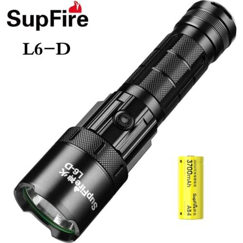 Supfire L6-D Strong light LED Flashlight super bright 1200 lumens USB rechargeable 26650 lithium battery camping waterproof flas