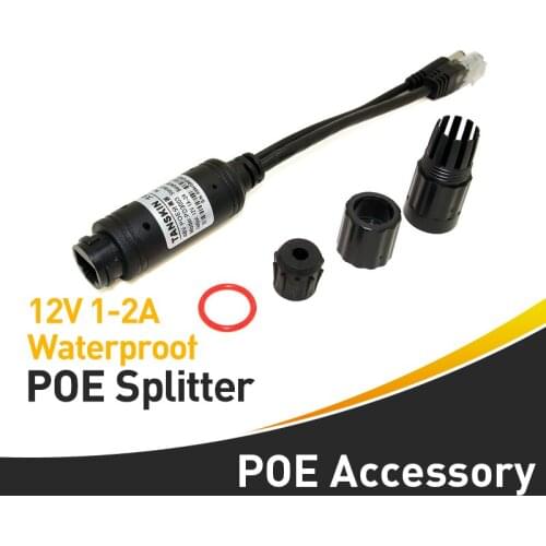10/100M Waterproof PoE Splitter with IEEE 802.3af Standard & 12V1A Output Power over Ethernet for IP Camera 5.5x2.1mm Connector