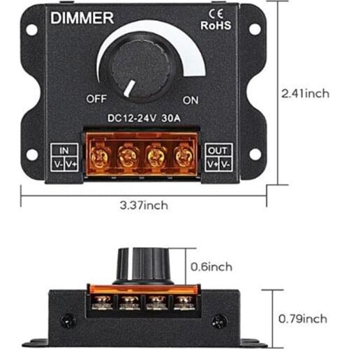 Led Dimmer DC12-24V 30A 360W Output High Power Dimmable Single Color Strip Controller