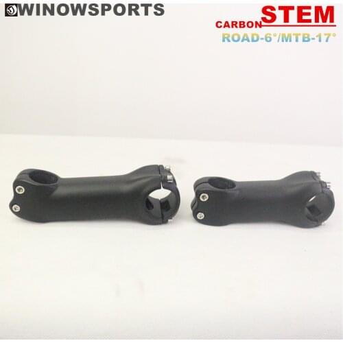 Winowsports Carbon Bike Stem Bike Carbon Stem Bicycle Riser Stem MTB Road Bike 31.8mm Angle 6/17 Bicicleta Tallo Bicicleta pote
