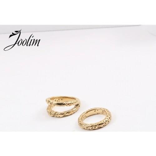Joolim Gold Finish Meteor Crater Double-layer Stainless Steel Rings 2021 Jewelry