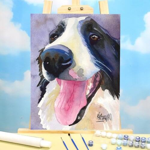 Animal Border Collie DIY Painting By Numbers Complete Kit Acrylic Paints 50*70 Boards By Numbers Home Decor Drawing
