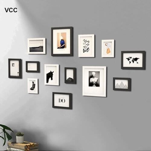 13Pcs/Set Wood Picture Frames For Wall Hanging With Plastic Glass ,Classic Photo Frame Wall Wooden Frame For Pictures Home Decor