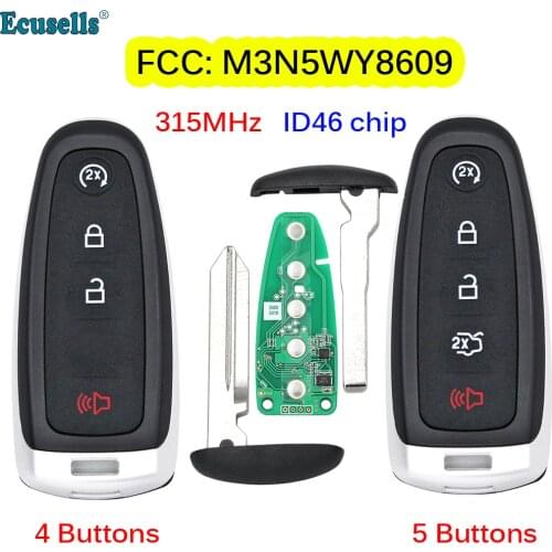 4/5 Button Smart Prox Remote Key 315MHz ID46 Chip for Ford Explorer Edge Expedition Flex C-max Taurus FCC:M3N5WY8609 H75/HU101