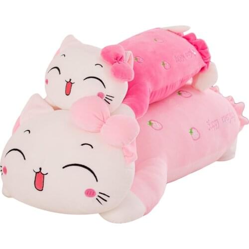 45-100cm 4 Styles Pink Cat Stuffed Plush Pillows Sleeping Cat Pillows for Girls Gift Cute Kitten Cushions Sofa Bed Soft Lying