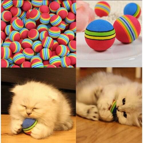 6pcs/lot Small Coloured Pet Cat Kitten Soft Foam Rainbow Play Balls Activity Fun Toys