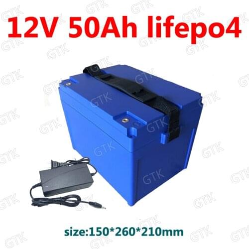 GTK Lifepo4 12v 50ah chargeable battery BMS 4S 12.8V for emergency light boat machine lighting Xenon Inverter solar + 5A Charger