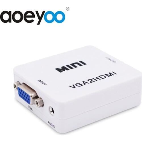 AOEYOO Mini VGA to HDMI Converter Adapter with Audio Cable VGA HDMI Female Output VGA2HDMI Box Adaptor for PS4 TV Box Laptop