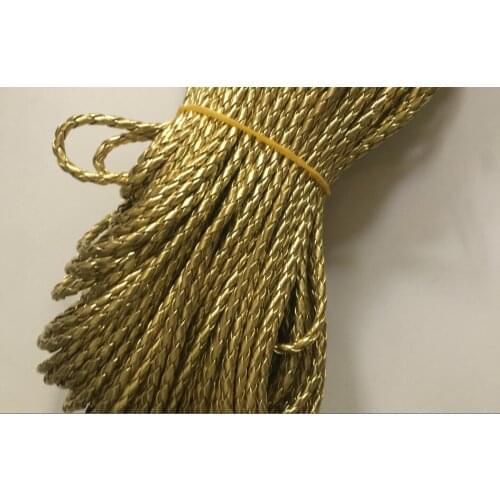 Free Ship 100 meters 5mm Metallic Gold Braided leather cord Round Faux Leather cord Pu leather cord
